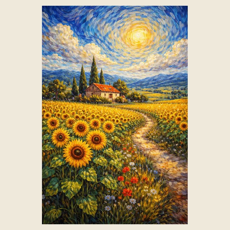 Sentier du tournesol dans le champ aurifère