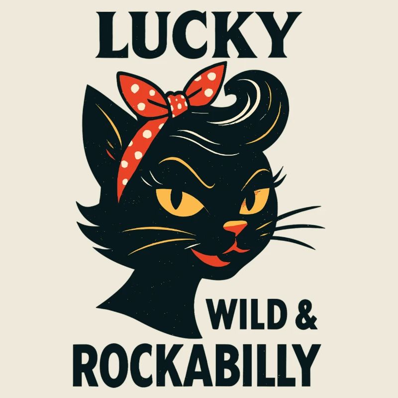 Lucky, Wild & Rockabilly: Black Retro Cat