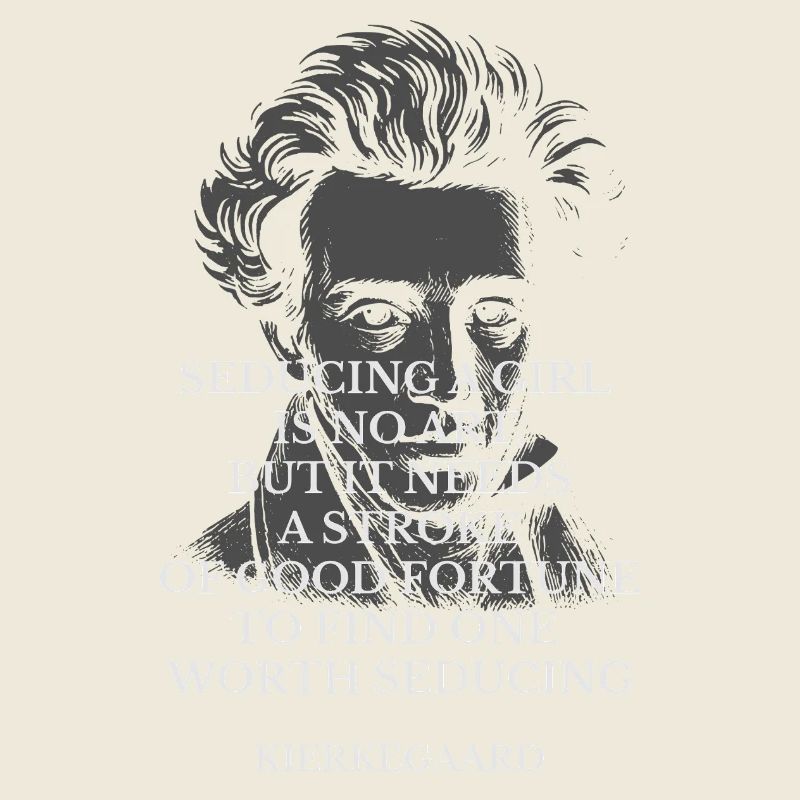Portrait de Kierkegaard avec citation sur l’amour