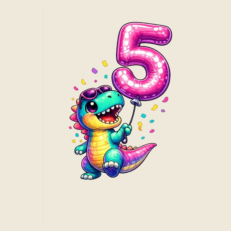 Farbiger Dino Ballon 5 Geburtstag