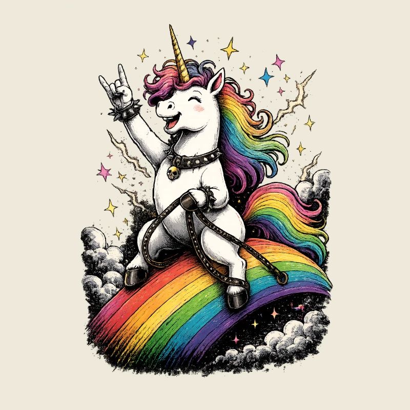 Licorne sur la scène arc-en-ciel