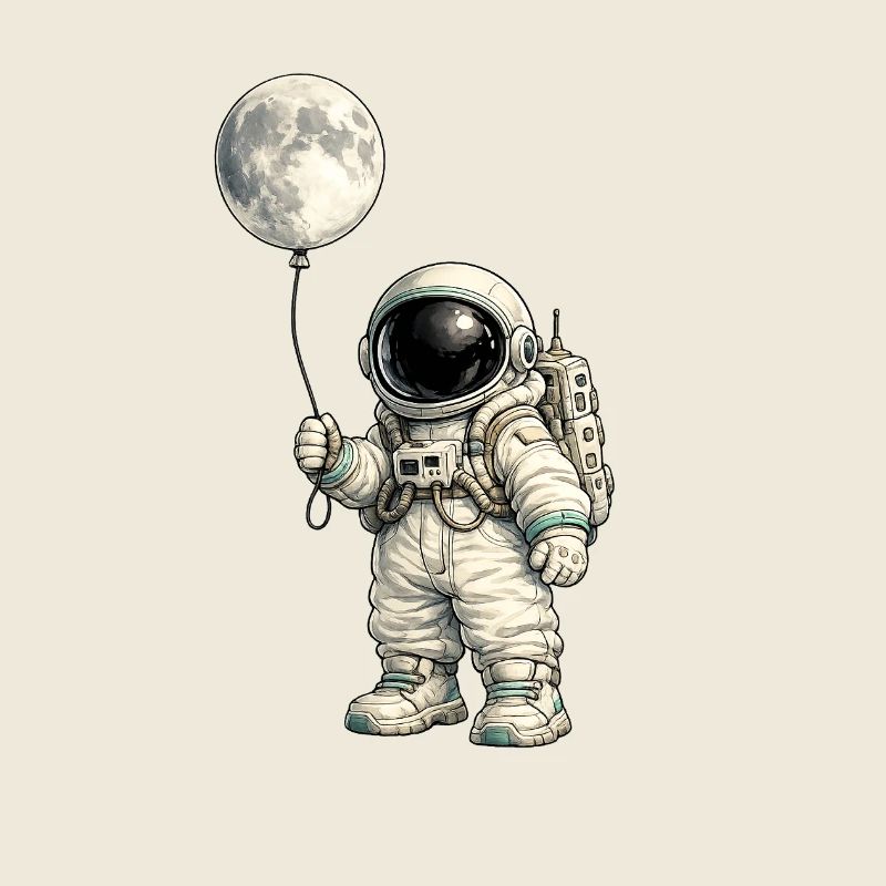 Montgolfière lunaire et astronaute