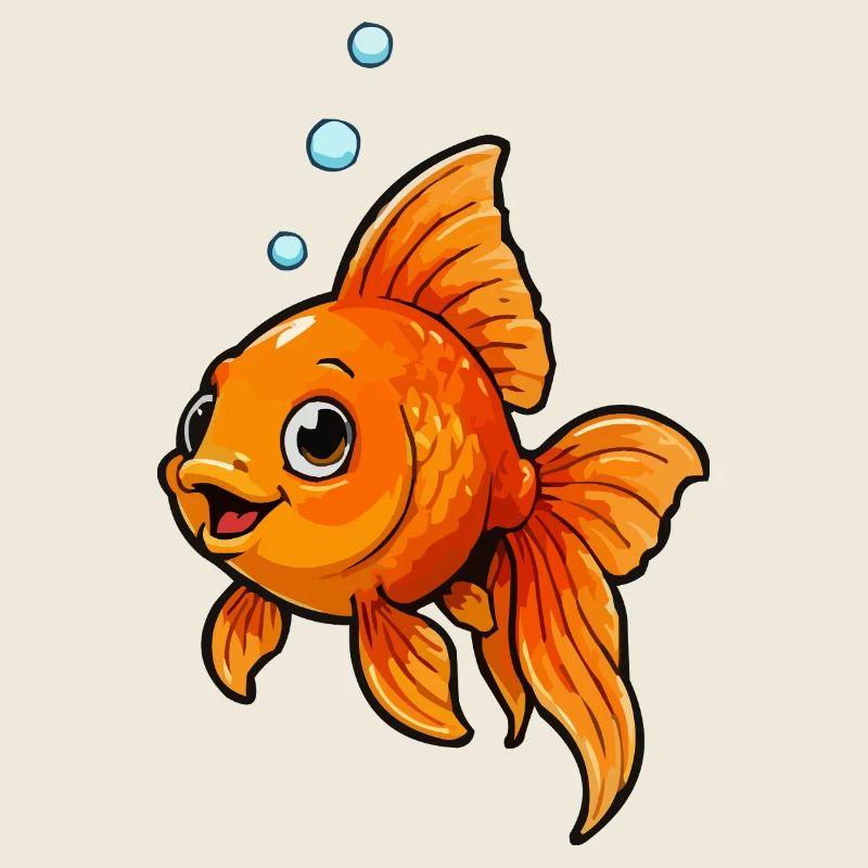 Dessin animé Poisson Rouge Joyeux