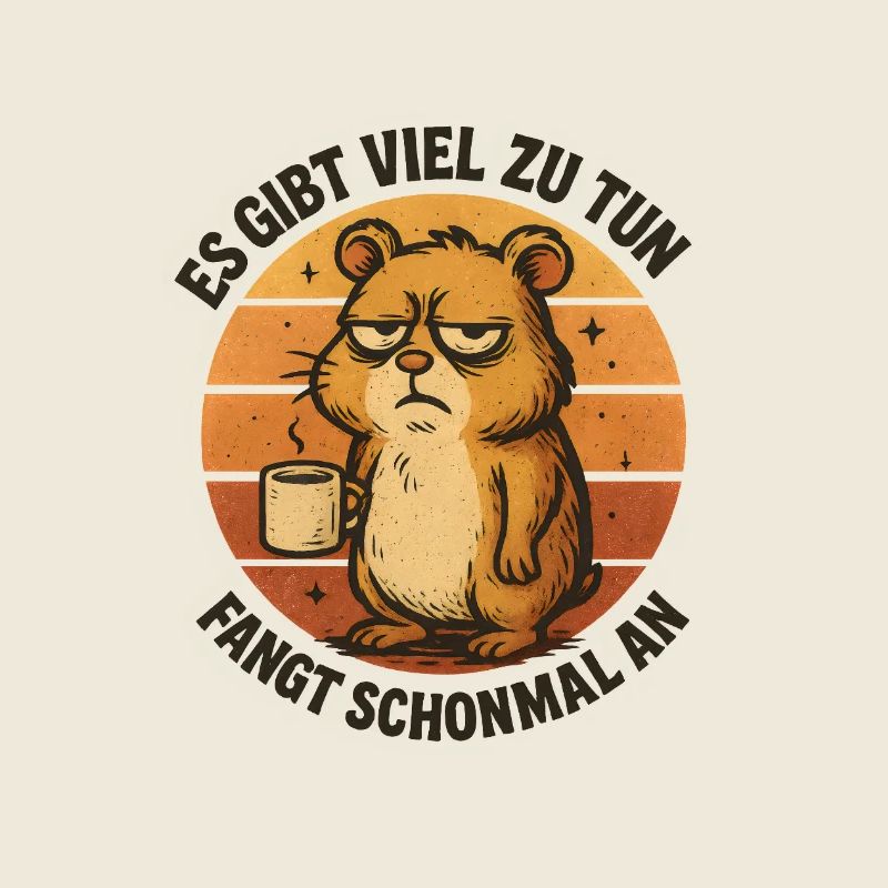 Grimmiger Hamster mit Kaffee