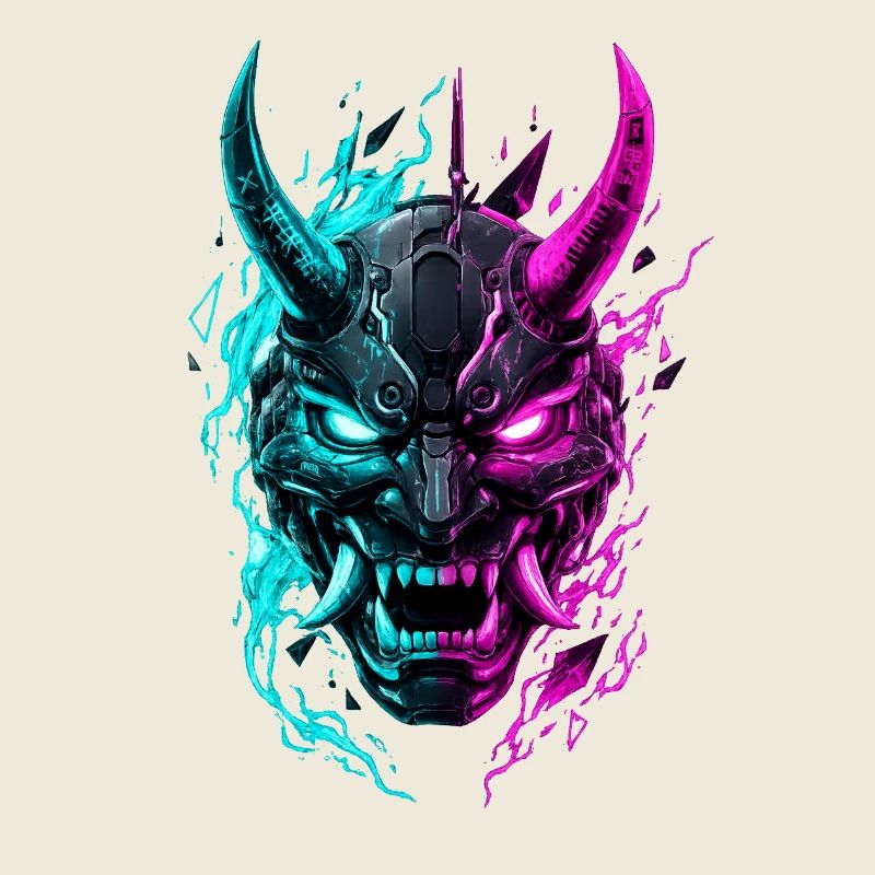 Masque Cyber Oni Néon