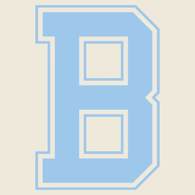 Monogramme Bleu clair Initial Varsity College B