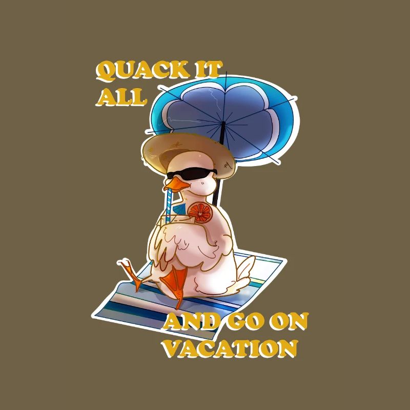 Silly chilled duck on summer vacation (white)