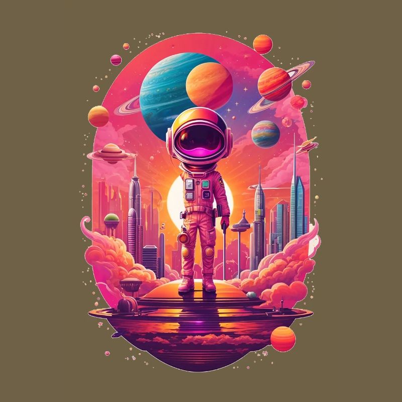 Astronaute sur la planète néon