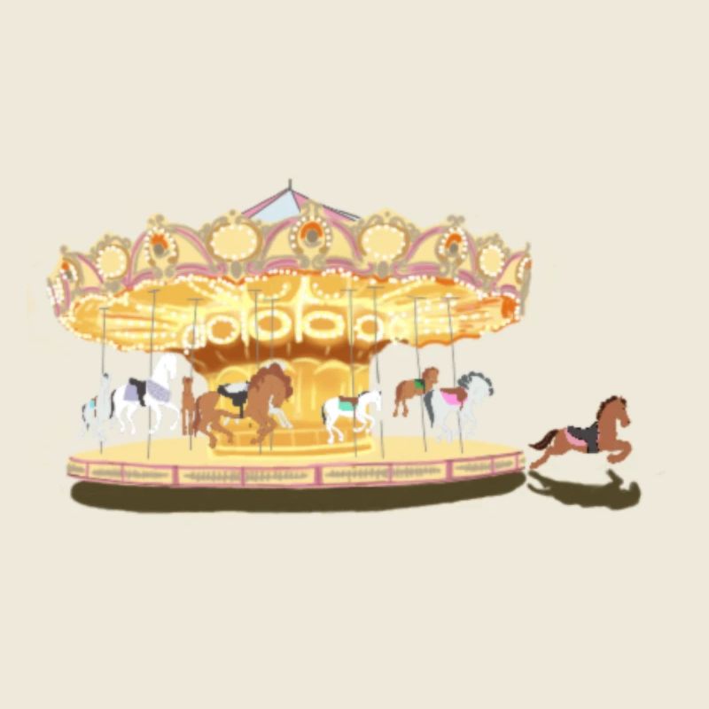 Verzaubertes Karussell Unisex Illustration