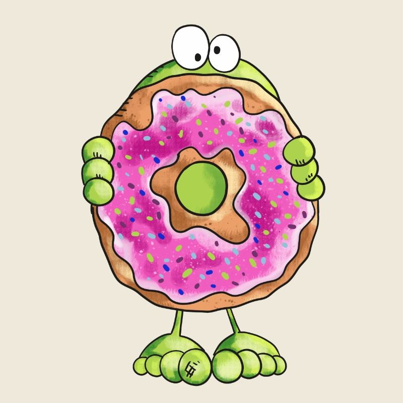 Frosch versteckt sich hinter Donut - Cookie