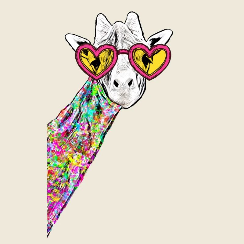 Sneaky Giraffe Rainbow Neck Heart Sunnglasses I