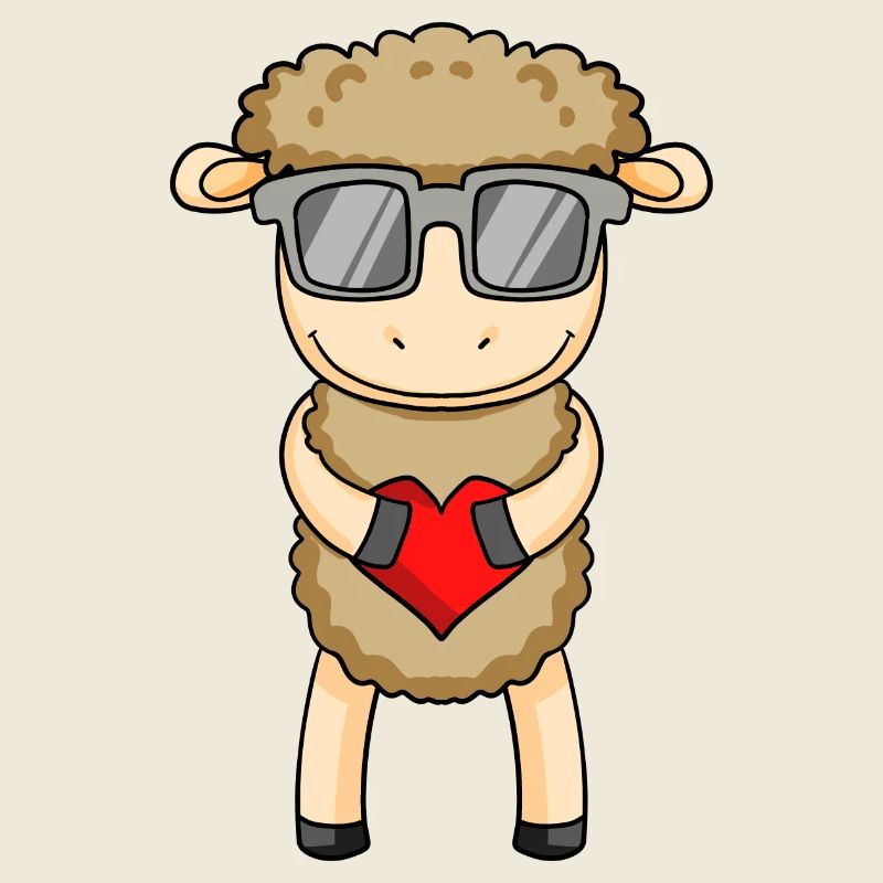 Sheep with sunglasses and heart