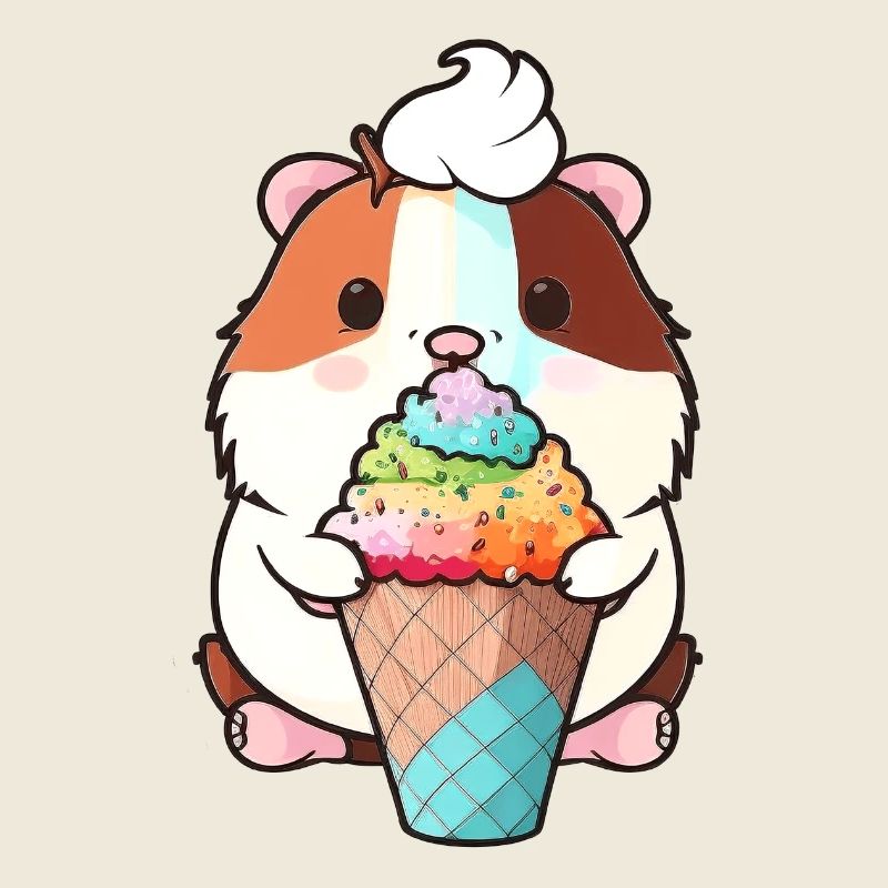 Kleiner Hamster mit buntem Eis