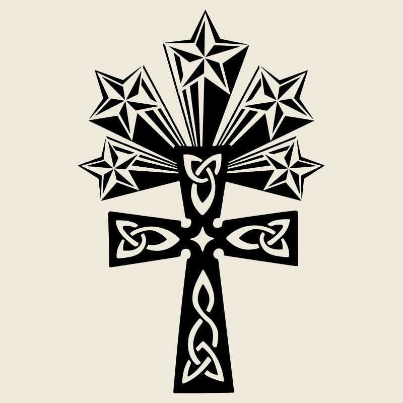 Celtic cross shining stars