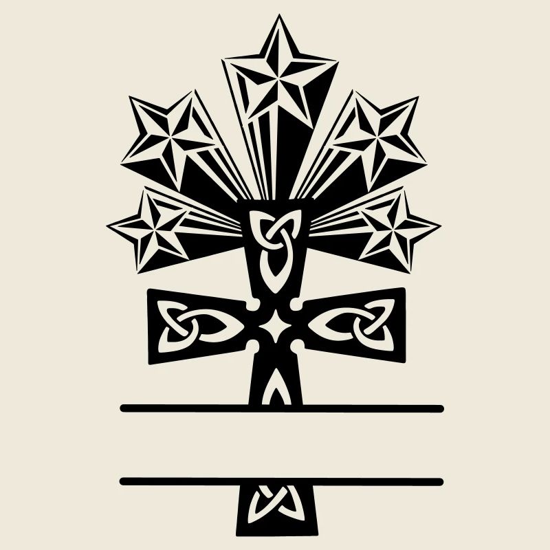 Keltisches Kreuz Fünf-Sterne-Monogramm