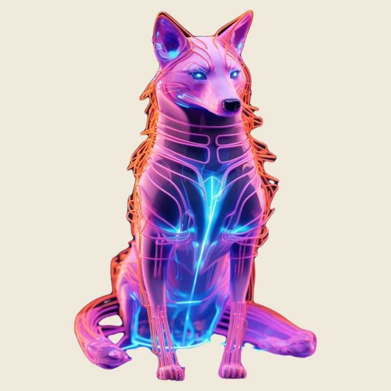 Neon Cyberwolf Kunstdesign