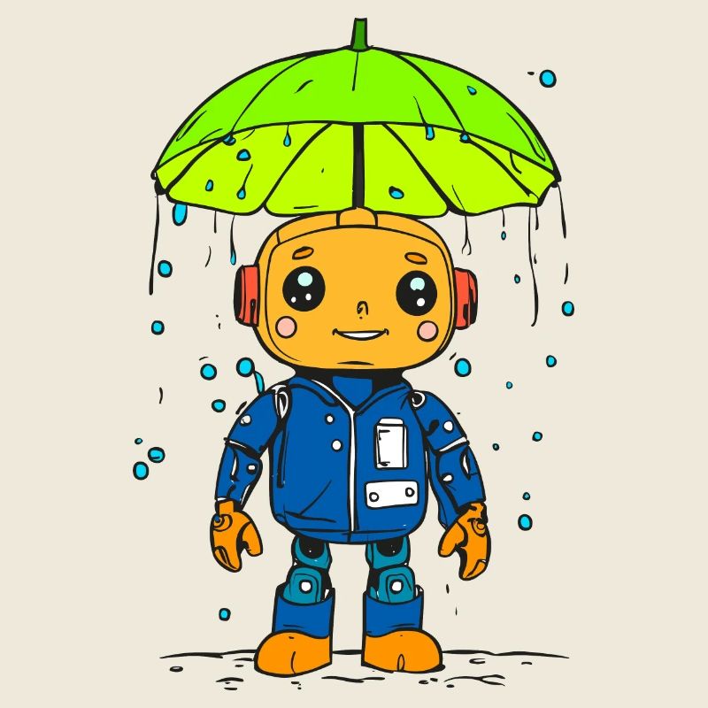 Kleiner Roboter im Regen