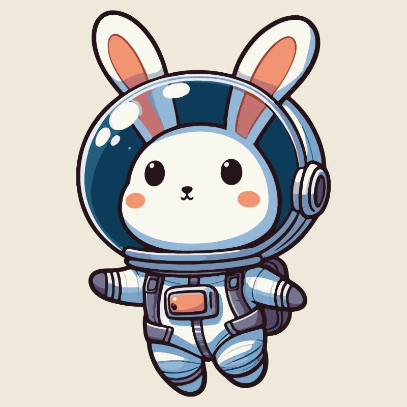 Cute bunny, astronaut, rabbit in space