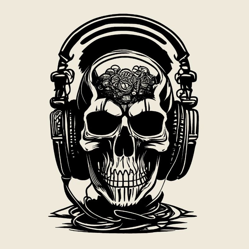 Crâne avec casque et cerveau