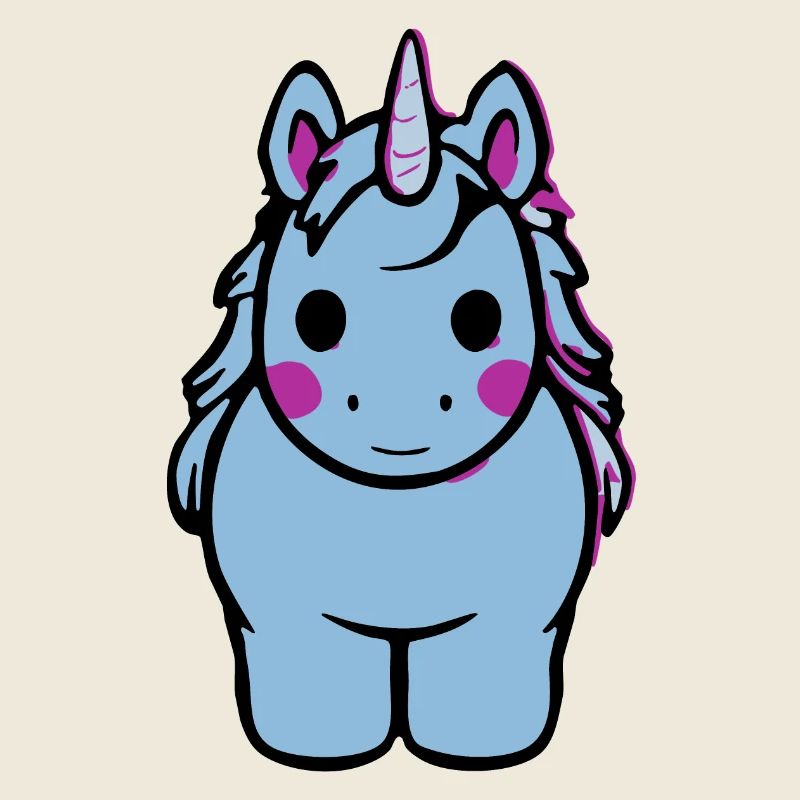 Breloque de dessin animé licorne bleue