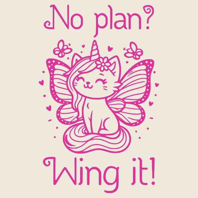No plan wing it Winged Unicorn Cat