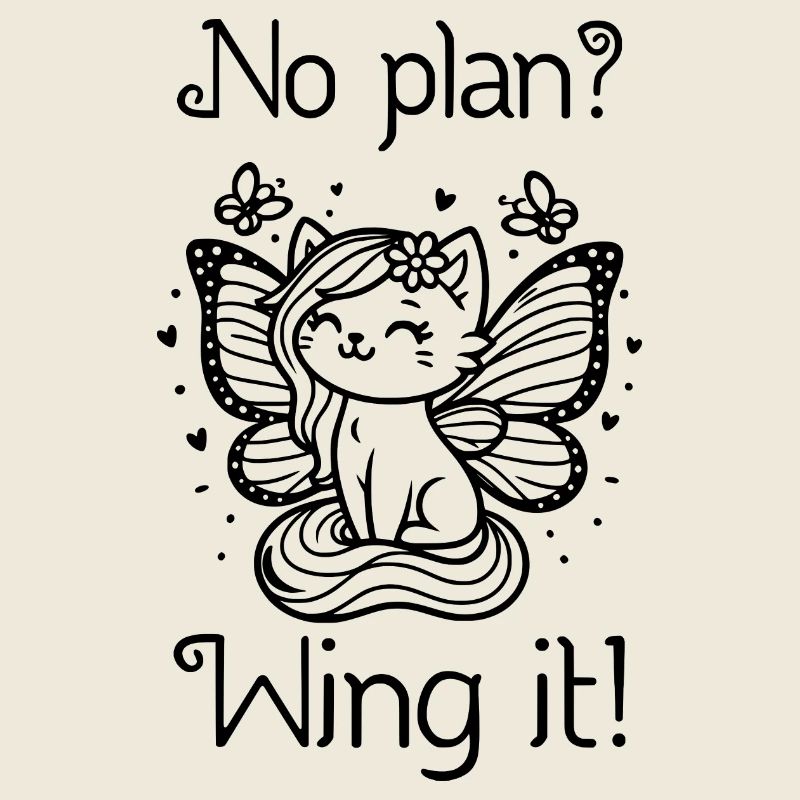 Pas de plan ? Envolez-le ! Chat ailé (noir)