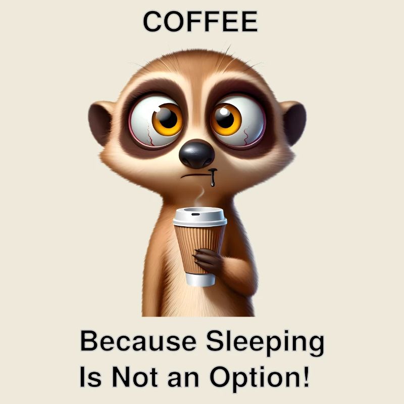 Tired Meerkat with Coffee