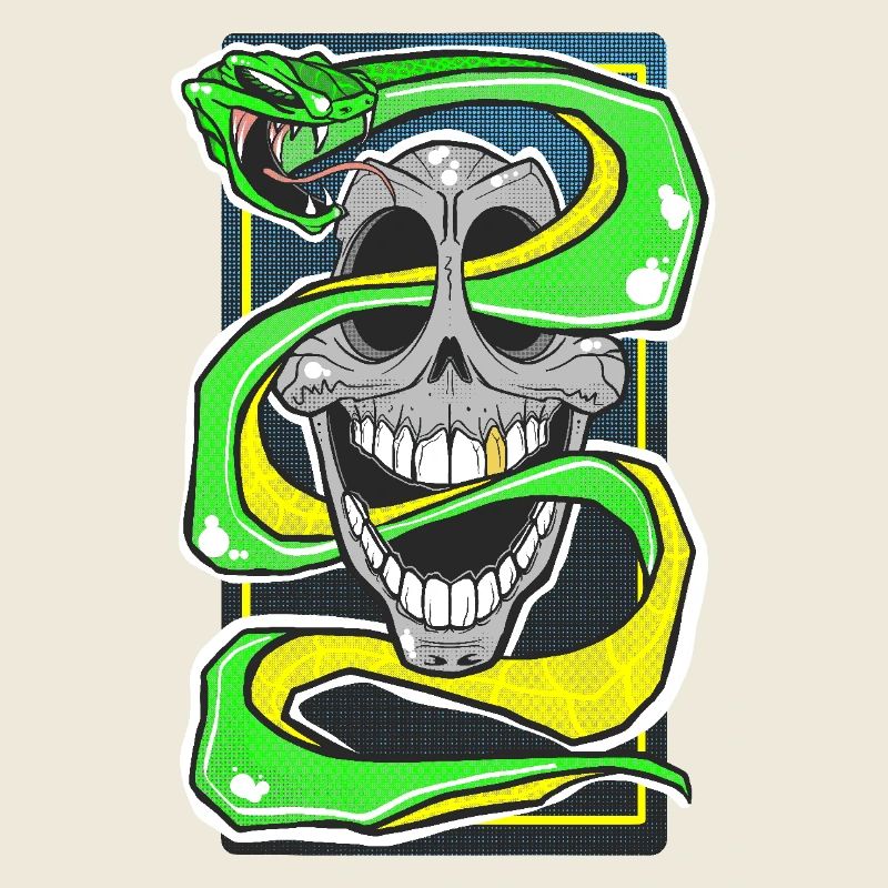 Crâne et serpent Édition néon