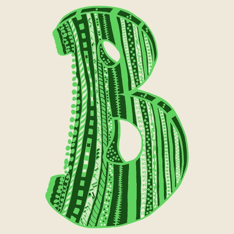 Lettre B avec caractère en vert