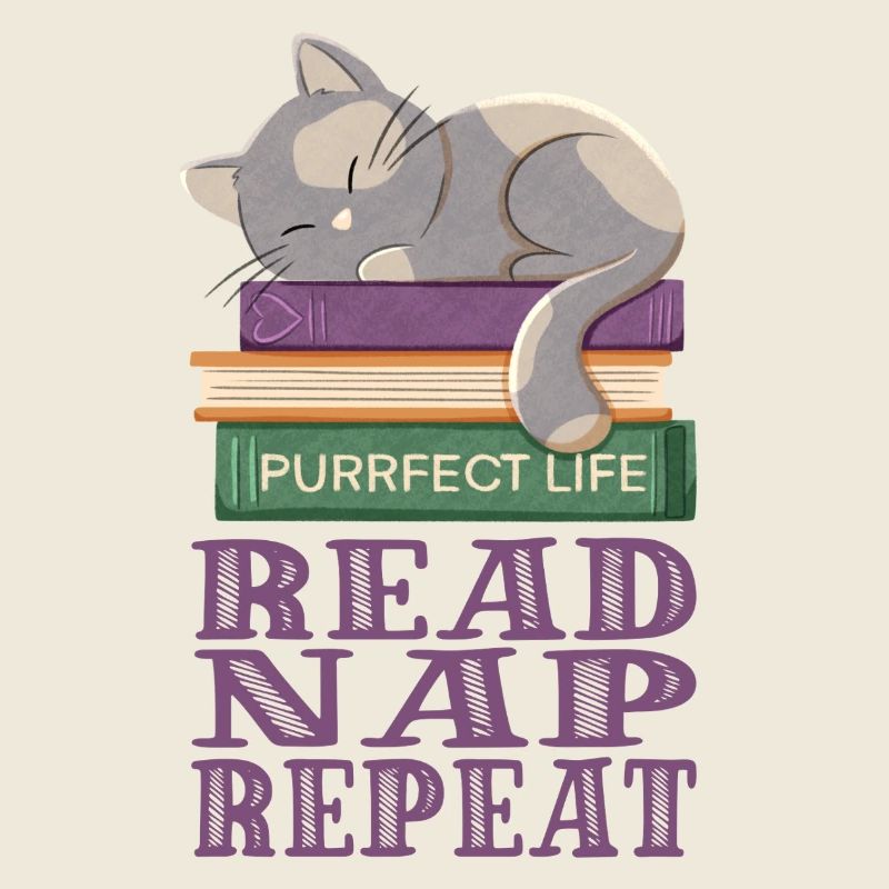 Cute cat on books taking a nap