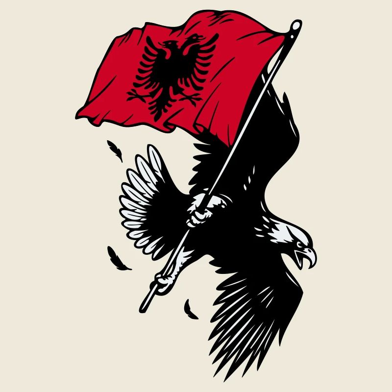 Albanian eagle with flag