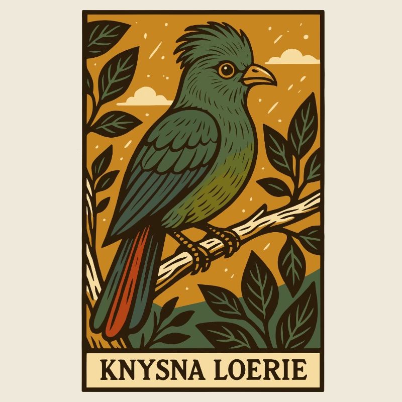 Knysna Turaco Vintage Birdwatching Artwork