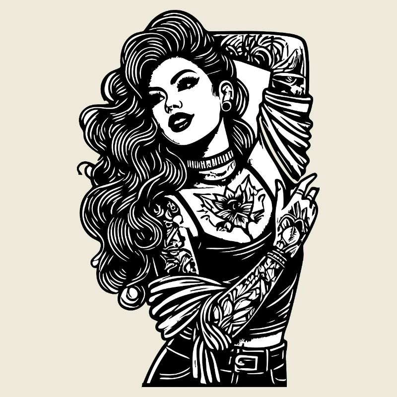 Portrait Tatouage Noir et Blanc Moderne