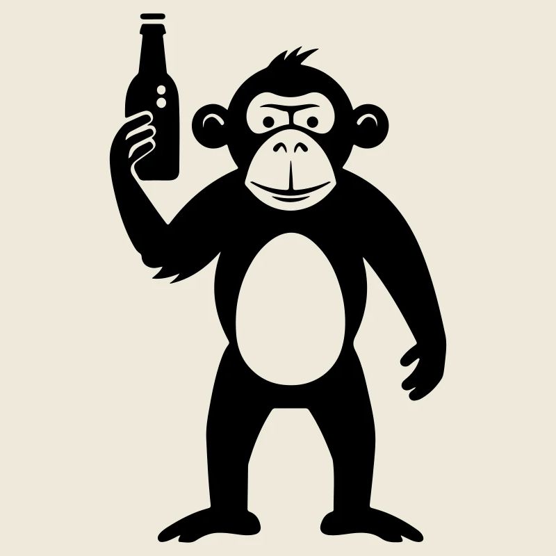 Monkey with beer bottle