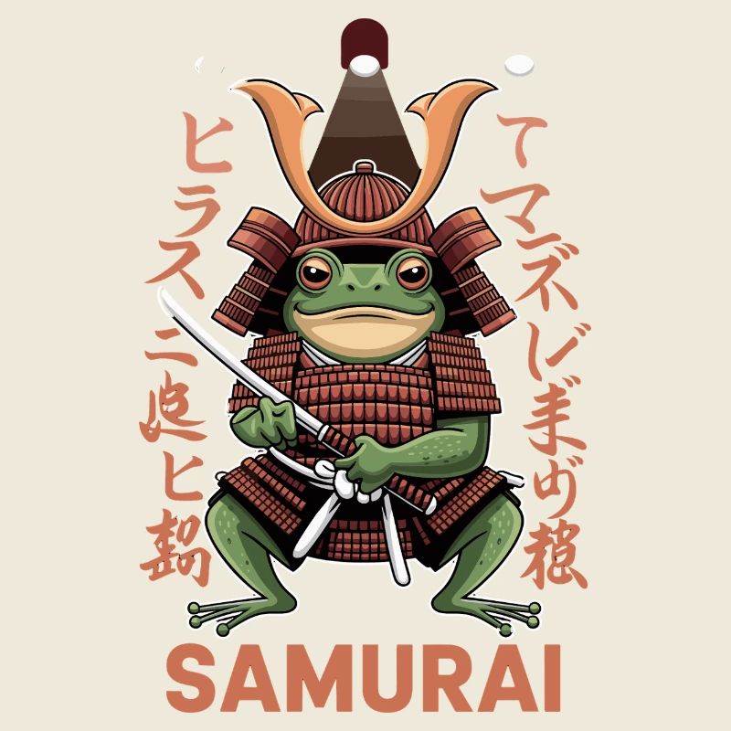 Samurai Frog Warrior Illustration with