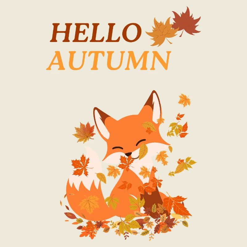 Playful fox with leaves