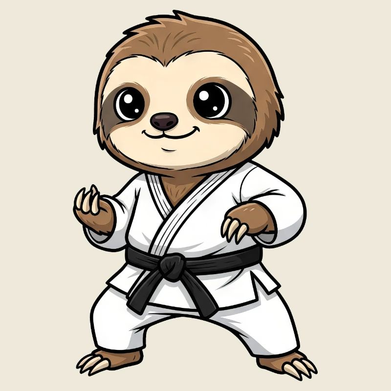 Süßer Faultier Karate Kämpfer Comic Kinder 