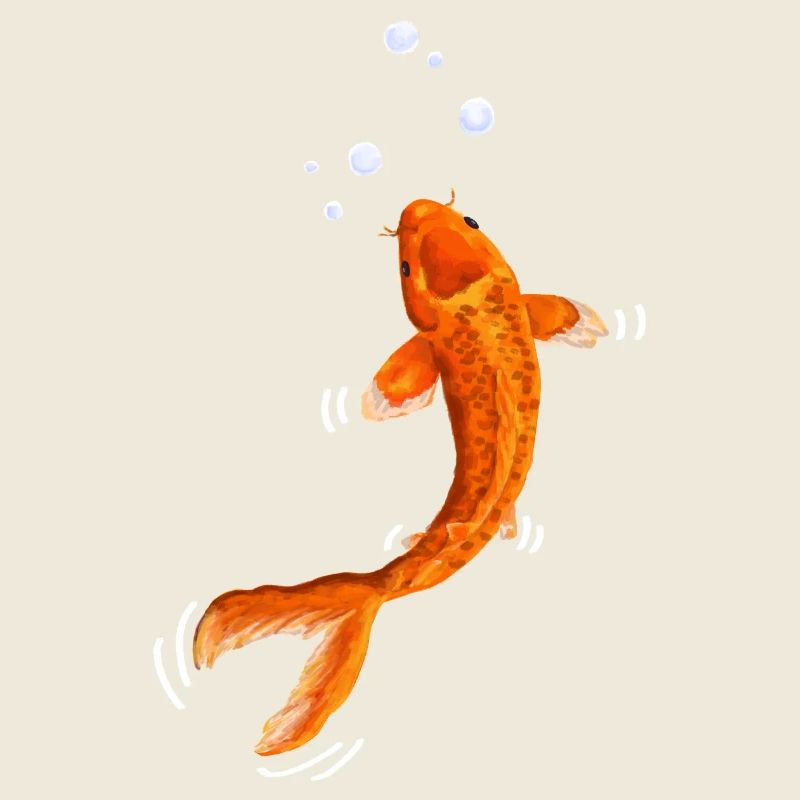 Wasserfarbener Koi im Sprudelflug