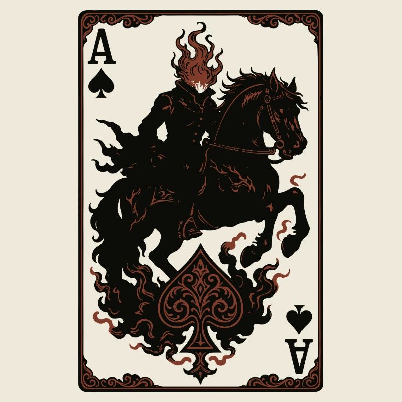 Chevalier enflammé à cheval As de pique