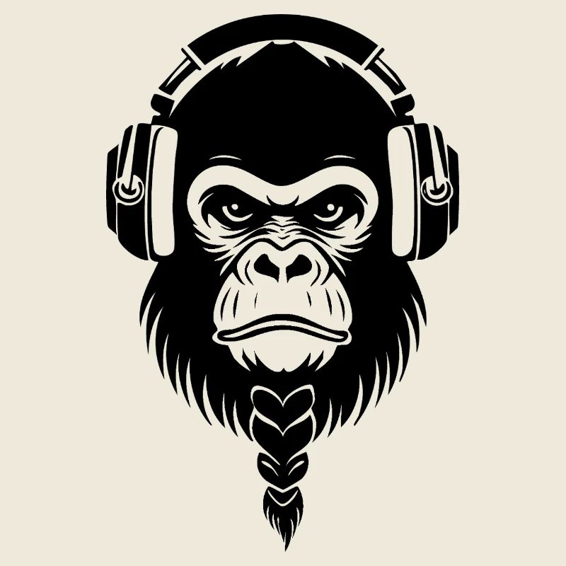 Cafe Relaxed Monkey Wireless Headphone Shirt