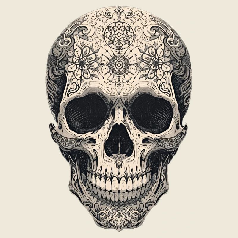 Crâne gothique avec fleurs et motif de tatouage
