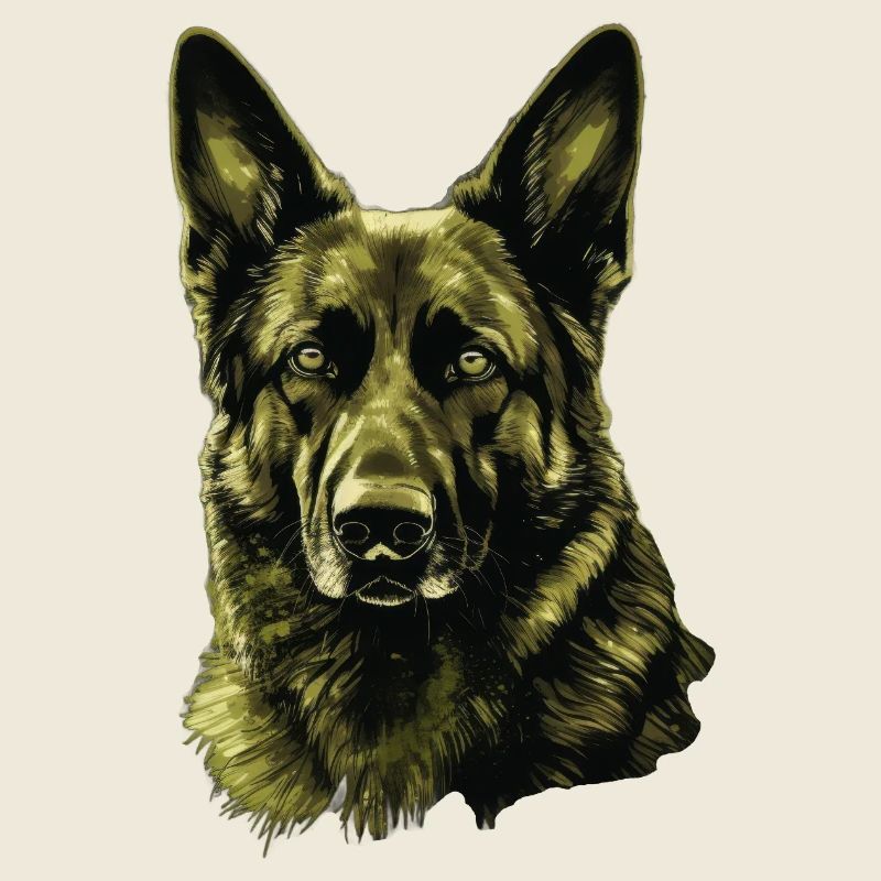 German Shepherd Portrait Green