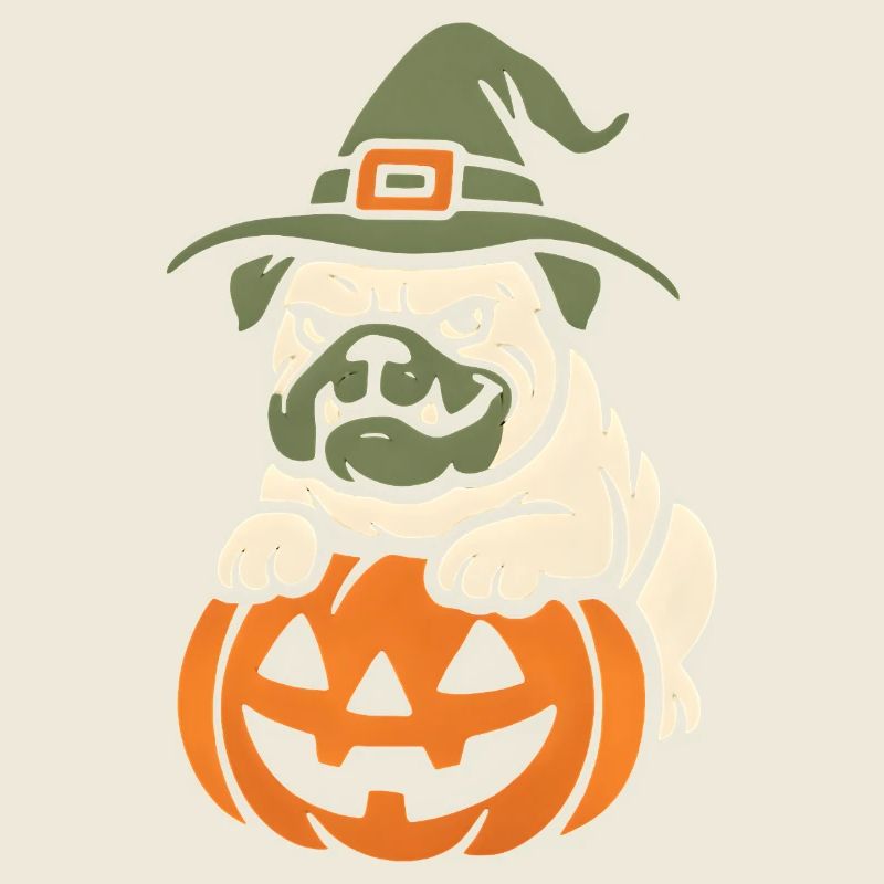 Pug Halloween Pumpkin Witch