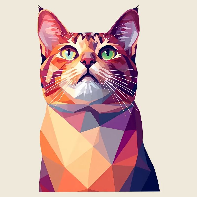 Modern Polygon Cat Art – Colorful Portrait