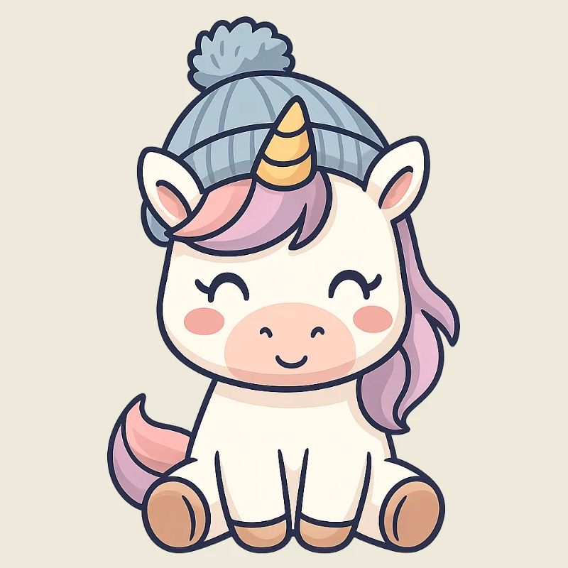 Kuscheliges Einhorn mit Mütze