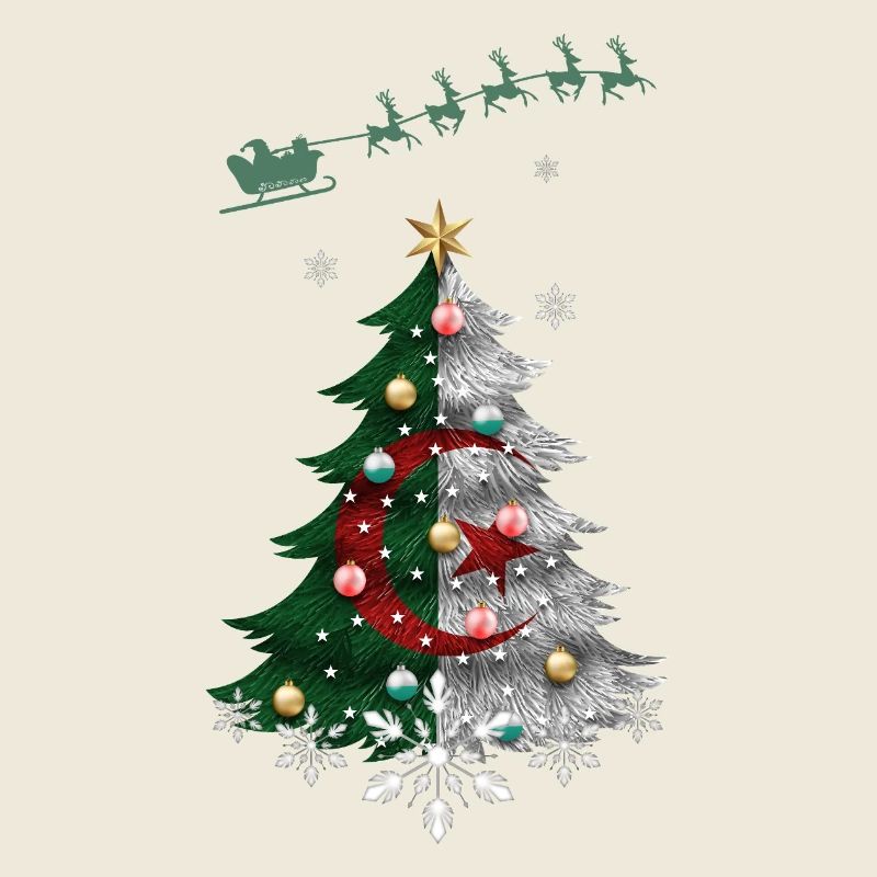 Weihnachtsbaum mit algerischer Flagge