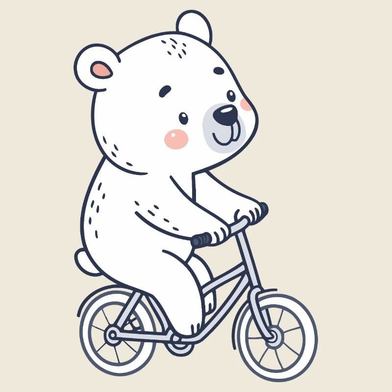 Polar Bear on a Pastel Bike