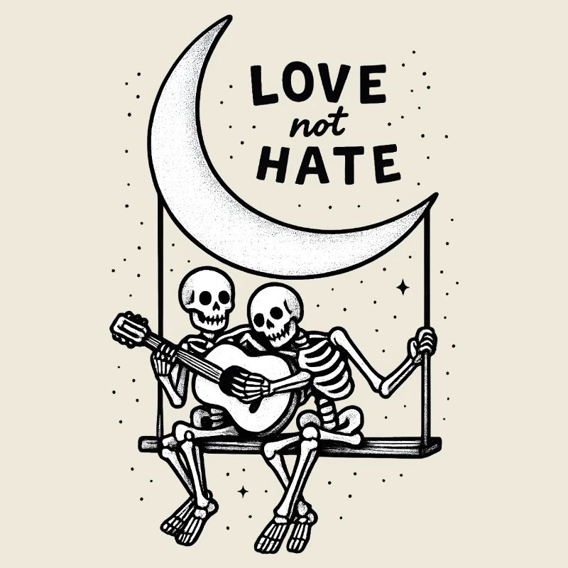 Love Not Hate Skelett Mond Design