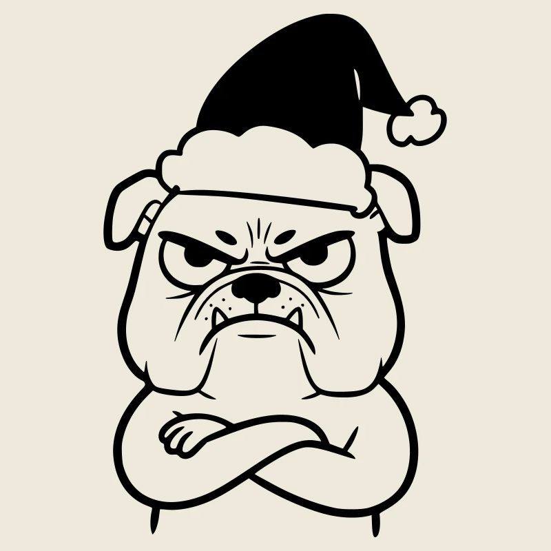 Illustration de dessin animé de bouledogue de Noël