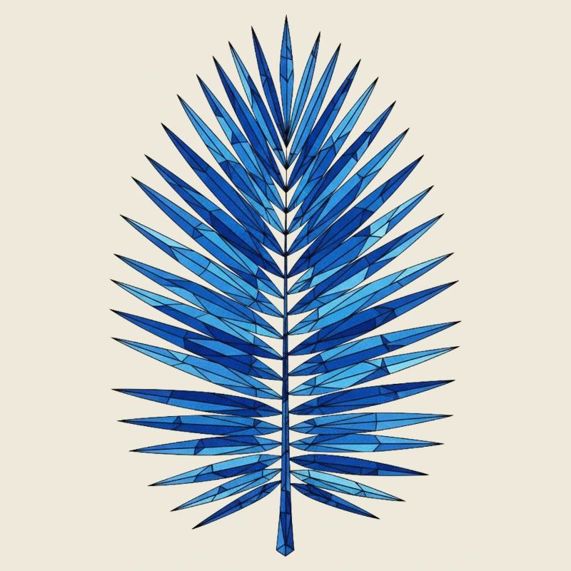 Blue Geometry Palm Leaf